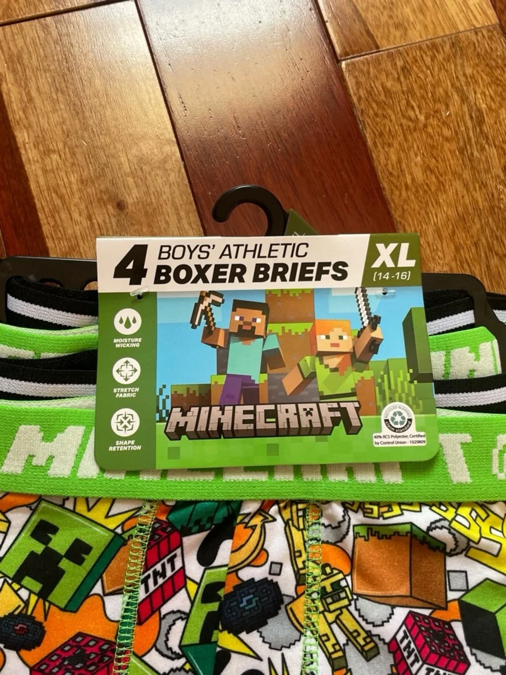 Minecraft Boys' Green Athletic Boxer Briefs - 4 Pack (XL)
